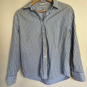Reformation Blue Striped Button Down Shirt